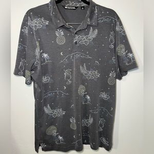 Travis Mathew Polo Short Shirt Men's Large Black Polo Summer Alcohol Design